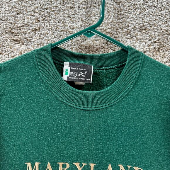 Vintage Maryland Terrapins Mom Sweater Womens Large Green Pullover USA Imagewear - Picture 3 of 12